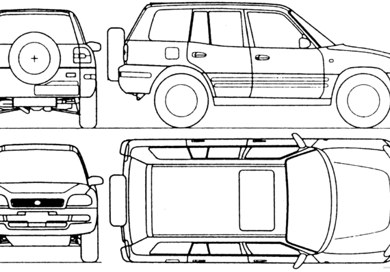 Toyota Corolla RAV4 (1999) - Тойота - чертежи, габариты, рисунки автомобиля