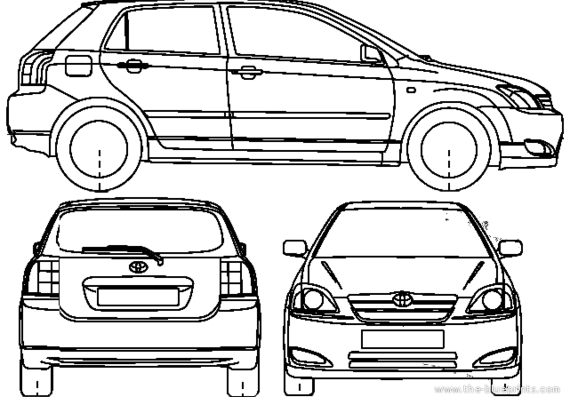 Toyota Corolla RunX 5-Door (2006) - Тойота - чертежи, габариты, рисунки автомобиля
