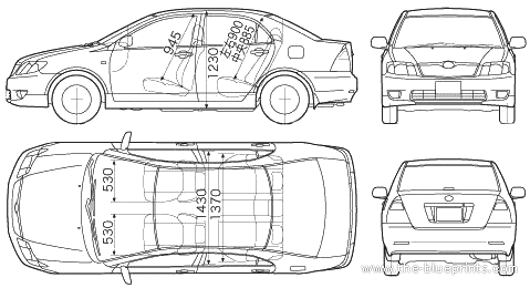 Toyota Corolla Sedan (2005) - Тойота - чертежи, габариты, рисунки автомобиля