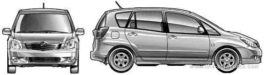 Toyota Corolla Verso (2003) - Тойота - чертежи, габариты, рисунки автомобиля