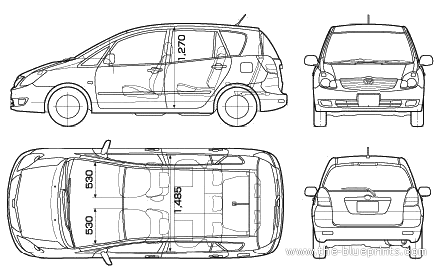 Toyota Corolla Verso (2005) - Тойота - чертежи, габариты, рисунки автомобиля