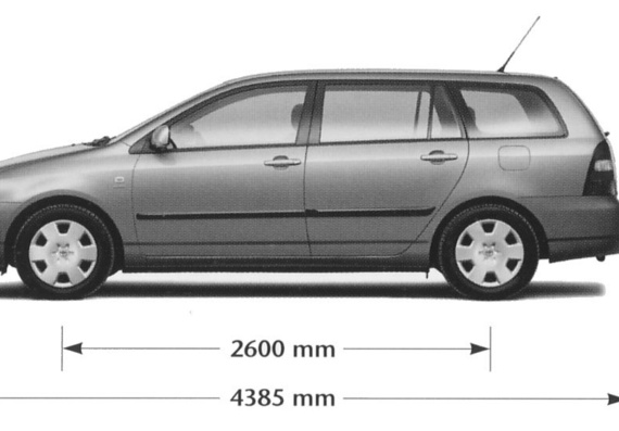 Toyota Corolla Wagon - Тойота - чертежи, габариты, рисунки автомобиля