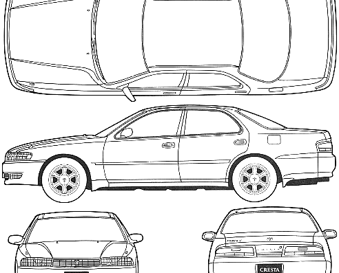 Toyota Cresta Tourer V JZX90 (1992) - Тойота - чертежи, габариты, рисунки автомобиля