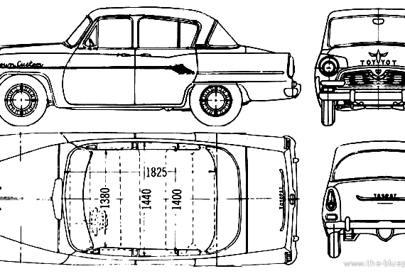 Toyota Crown (1959) - Тойота - чертежи, габариты, рисунки автомобиля