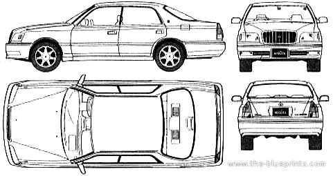 Toyota Crown 3.0 Royal Saloon G-4 - Тойота - чертежи, габариты, рисунки автомобиля