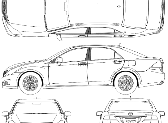 Toyota Crown 3.5 Royal Saloon GRS204 (2008) - Тойота - чертежи, габариты, рисунки автомобиля