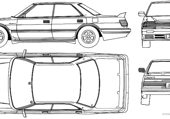 Toyota Crown V8 (1987) - Тойота - чертежи, габариты, рисунки автомобиля