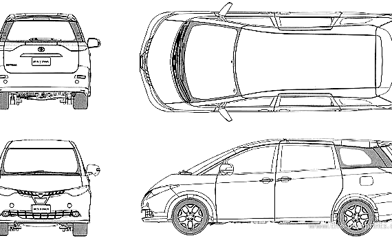 Toyota Estima GX (2001) - Тойота - чертежи, габариты, рисунки автомобиля
