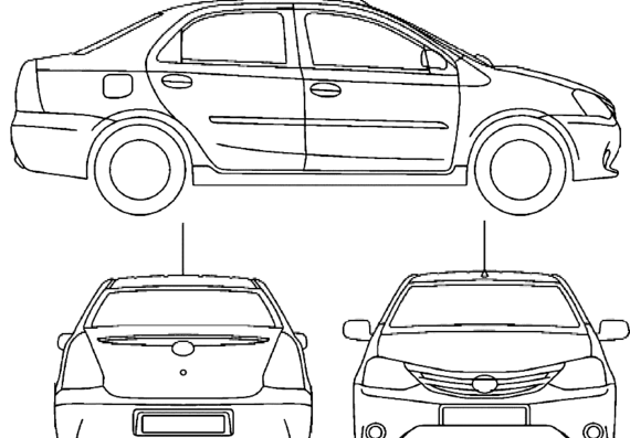 Toyota Etios (2010) - Тойота - чертежи, габариты, рисунки автомобиля