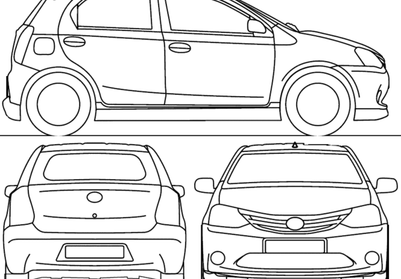 Toyota Etios Liva IND (2011) - Тойота - чертежи, габариты, рисунки автомобиля