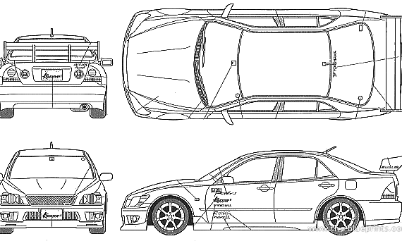 Toyota HKS Altezza - Тойота - чертежи, габариты, рисунки автомобиля