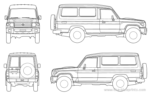 Toyota HZJ78 Year onwards (2007) - Тойота - чертежи, габариты, рисунки автомобиля