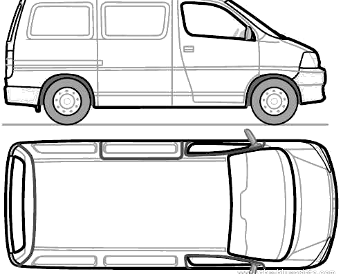 Toyota Hiace SWB (2011) - Тойота - чертежи, габариты, рисунки автомобиля