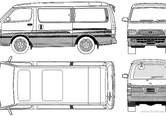 Toyota Hiace Super Custom (2001) - Тойота - чертежи, габариты, рисунки автомобиля