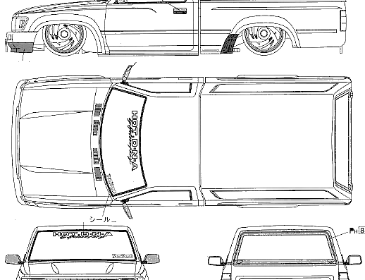 Toyota Hilux 80 - Тойота - чертежи, габариты, рисунки автомобиля