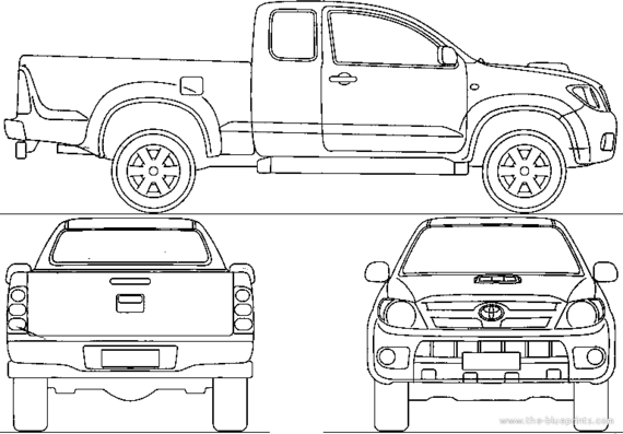 Toyota Hilux Crew Cab (2006) - Тойота - чертежи, габариты, рисунки автомобиля