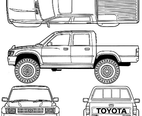 Toyota Hilux Double Cab 4x4 - Тойота - чертежи, габариты, рисунки автомобиля