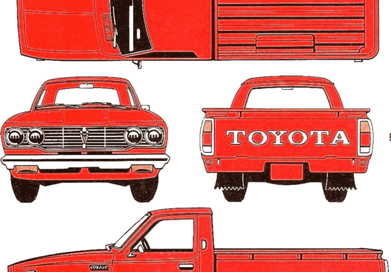 Toyota Hilux Pick-up (1976) - Тойота - чертежи, габариты, рисунки автомобиля
