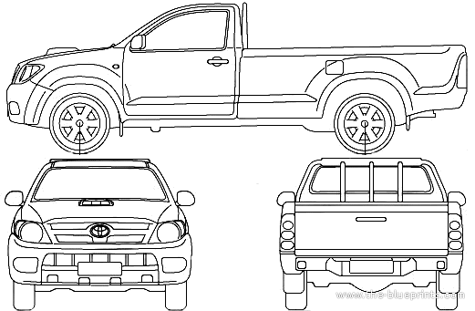 Toyota Hilux Single Cab (2007) - Тойота - чертежи, габариты, рисунки автомобиля