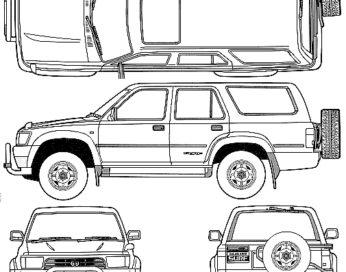 Toyota Hilux Surf - 4Runner (1991) - Тойота - чертежи, габариты, рисунки автомобиля