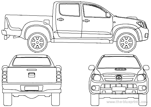 Toyota Hilux Twin Cab (2007) - Тойота - чертежи, габариты, рисунки автомобиля