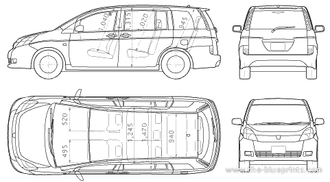 Toyota Isis (2005) - Тойота - чертежи, габариты, рисунки автомобиля