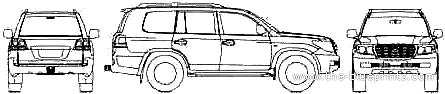 Toyota Land Cruiser 200 (2007) - Тойота - чертежи, габариты, рисунки автомобиля
