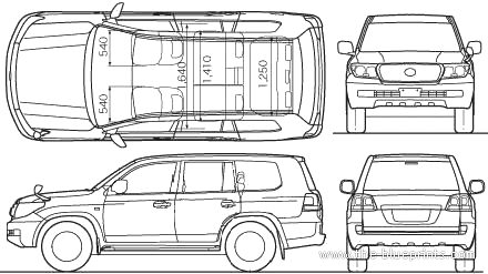 Toyota Land Cruiser 200 Amazon (2008) - Тойота - чертежи, габариты, рисунки автомобиля