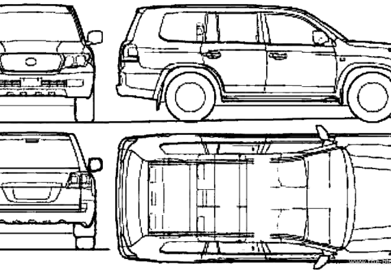 Toyota Land Cruiser (2010) - Тойота - чертежи, габариты, рисунки автомобиля
