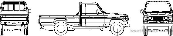Toyota Land Cruiser 70 Pick-up (1986) - Тойота - чертежи, габариты, рисунки автомобиля