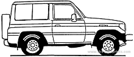 Toyota Land Cruiser 70 SWB (1990) - Тойота - чертежи, габариты, рисунки автомобиля