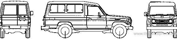 Toyota Land Cruiser 70 Station Wagon (1986) - Тойота - чертежи, габариты, рисунки автомобиля
