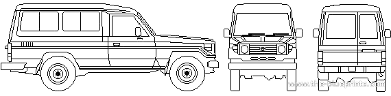 Toyota Land Cruiser 72 Station Wagon (1986) - Тойота - чертежи, габариты, рисунки автомобиля
