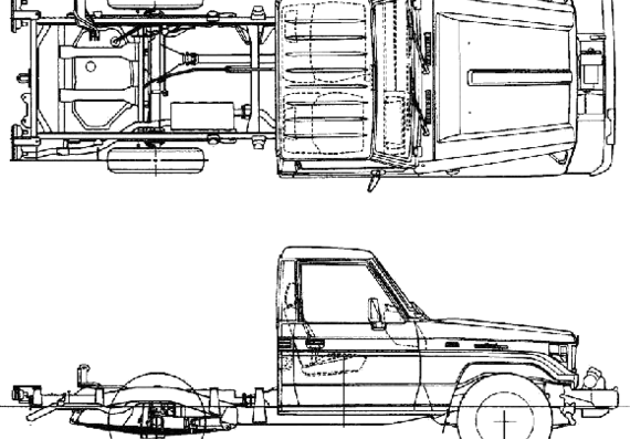 Toyota Land Cruiser 75 Chassis (1996) - Тойота - чертежи, габариты, рисунки автомобиля