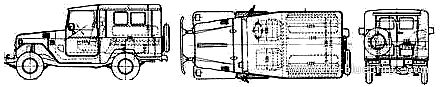 Toyota Land Cruiser BJ41V-KCY (1979) - Тойота - чертежи, габариты, рисунки автомобиля