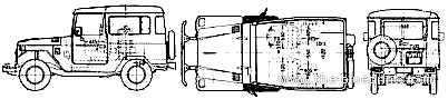 Toyota Land Cruiser BJ41V-KY (1979) - Тойота - чертежи, габариты, рисунки автомобиля