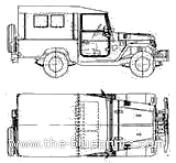 Toyota Land Cruiser BJ43 (1980) - Тойота - чертежи, габариты, рисунки автомобиля