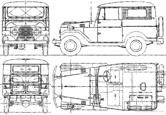 Toyota Land Cruiser FJ25HT (1959) - Тойота - чертежи, габариты, рисунки автомобиля