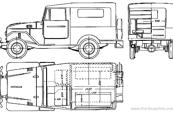 Toyota Land Cruiser FJ28KB (1958) - Тойота - чертежи, габариты, рисунки автомобиля