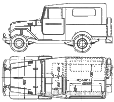 Toyota Land Cruiser FJ28KB (1959) - Тойота - чертежи, габариты, рисунки автомобиля