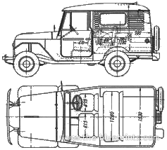 Toyota Land Cruiser FJ28V (1959) - Тойота - чертежи, габариты, рисунки автомобиля
