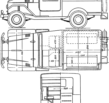 Toyota Land Cruiser FJ28 (1955) - Toyota - drawings, dimensions, pictures of the car