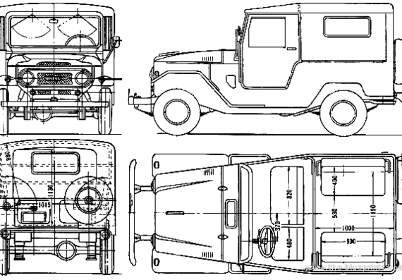 Toyota Land Cruiser FJ40LV (1963) - Тойота - чертежи, габариты, рисунки автомобиля