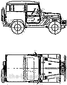 Toyota Land Cruiser FJ40 (1980) - Тойота - чертежи, габариты, рисунки автомобиля