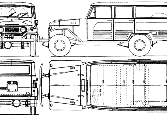 Toyota Land Cruiser FJ45LV (1964) - Тойота - чертежи, габариты, рисунки автомобиля