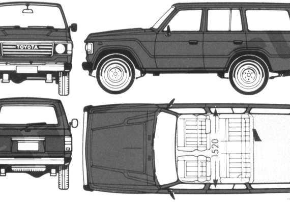 Toyota Land Cruiser FJ60 (1980) - Тойота - чертежи, габариты, рисунки автомобиля