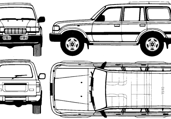 Toyota Land Cruiser FJ80 (1995) - Тойота - чертежи, габариты, рисунки автомобиля