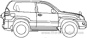 Toyota Land Cruiser Prado SWB - Тойота - чертежи, габариты, рисунки автомобиля