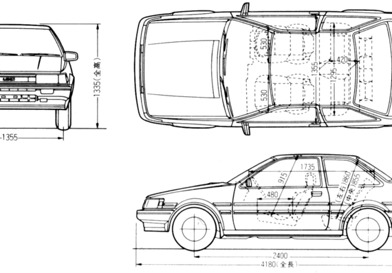 Toyota Levin 2-Door - Тойота - чертежи, габариты, рисунки автомобиля