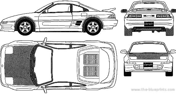 Toyota MR2 (1996) - Тойота - чертежи, габариты, рисунки автомобиля